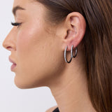 Large Oval Crystal Hoop Earrings in 925 Sterling Silver