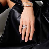 Scoria Wave Ring, 925 Silver Plated, Large