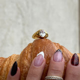 Oval Organic Crystal Ring, 18K Gold Plated