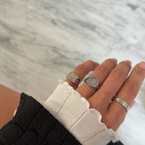 Hammered Band Ring, 925 Silver, 4 mm