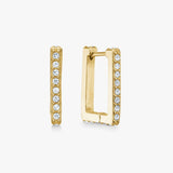 Small Square Crystal Hoop Earrings, 18K Gold Plated