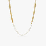 Panzer Faceted Pearl Necklace 18K Gold Plated 5 mm