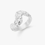Scoria Wave Ring, 925 Silver Plated, Large