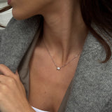 Floating Emerald Crystal Necklace, 925 Silver