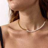 Panzer Faceted Pearl Necklace 18K Gold Plated 5 mm