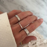 Hammered Band Ring, 925 Silver, 6 mm