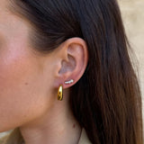 Row Crystal Stud Earrings, 18K Gold Plated