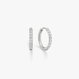 Classic Crystal Hoop Earrings, 925 Silver, 12 mm