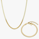 Flat Snake Jewelry Set 18K Gold Plated · 4 mm