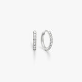 Classic Crystal Hoop Earrings, 925 Silver, 10 mm