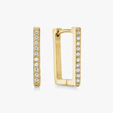 Large Square Crystal Hoop Earrings, 18K Gold Plated