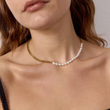 Panzer Faceted Pearl Necklace 18K Gold Plated 5 mm
