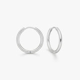 Classic Hoop Earrings, 925 Silver, 14 mm
