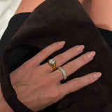 Oval Organic Crystal Ring, 18K Gold Plated