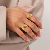 Hammered Band Ring 18K Gold Plated · 6 mm