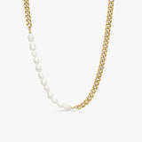Panzer Facet Pearl Necklace, 18K Gold Plated, 7 mm