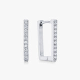 Square Crystal Hoops, 925 Silver - Large