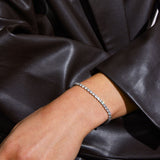 Tennis Crystal Bracelet, 925 Silver, 3 mm