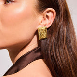 Wind Square Earrings, 18K Gold Plated