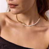 Panzer Faceted Pearl Necklace 18K Gold Plated 5 mm