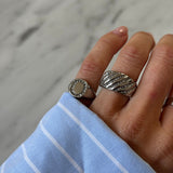 Square Crystal Signet Ring, 925 Silver