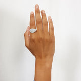 Hammered Round Signet Ring, 925 Silver Plated