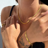 Flat Snake Bracelet 18K Gold Plated · 4 mm