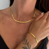 Flat Snake Chain Necklace 18K Gold Plated · 4 mm