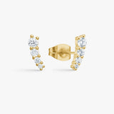 Row Crystal Stud Earrings, 18K Gold Plated