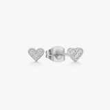 Heart Crystal Stud Earrings, 925 Silver