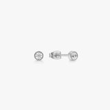Classic Crystal Stud Earrings, 925 Silver, 2 mm