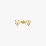 Hammered Stud Earrings 18K Gold Plated Heart