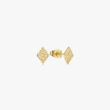Hammered Rhombus Stud Earrings, 18K Gold Plated