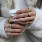 Crystal Letter Square Signet Ring 18K Gold Plated