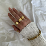 Crystal Letter Square Signet Ring 18K Gold Plated