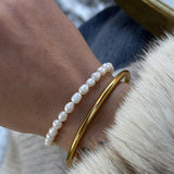 Oval Dome Bangle 18K Gold Plated