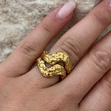 Scoria Wave Ring — Large 18K Gold Plated