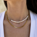 Panzer Faceted Pearl Necklace 18K Gold Plated 5 mm