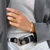 Oval Dome Bangle 18K Gold Plated