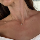 Floating Marquise Crystal Necklace, 18K Gold Plated