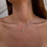 Floating Cushion Crystal Necklace, 925 Silver