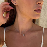 Floating Cushion Crystal Necklace, 925 Silver