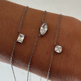 Floating Cushion Crystal Necklace, 925 Silver