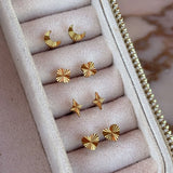 Sun Kiss Moon Stud Earrings, 18K Gold Plated