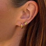 Sun Kiss Heart Stud Earrings, 18K Gold Plated