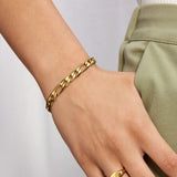 Figaro Bracelet, 18K Gold Plated, 7 mm