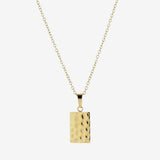 Hammered Necklace 18K Gold Plated Square Small