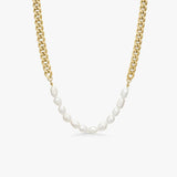 Panzer Facet Pearl Necklace, 18K Gold Plated, 7 mm