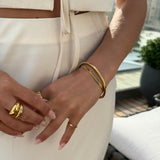 Oval Dome Bangle 18K Gold Plated