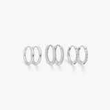 Mixed Hoop Earring Trio 925 Silver · 10 mm